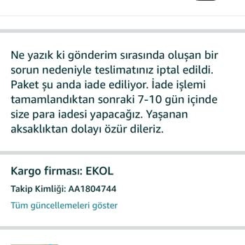 Amazon Yurt Dışı Kargo Ekol Para İadesi