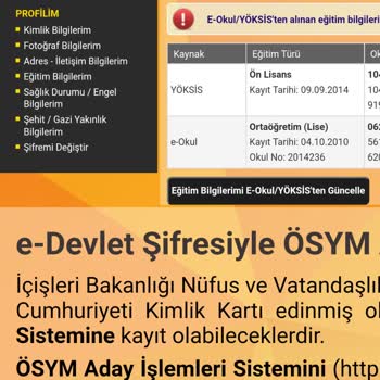 ÖSYM Mezun Bilgim Güncellenmemiş