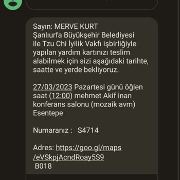 Tzu Chi İyilik Vakfı Hediye Kartı Diye Mesaj Atıldı