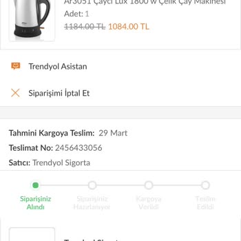 Ev Yaşam Siparişimin İptal Edilmesi