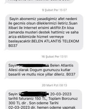 Belen Atlantisnet Doğal Afetten Kaynaklı Kullanılmayan Hizmetin Bedeli