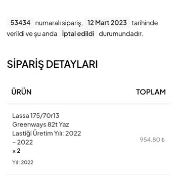 Alisveriss.com Lastik Sipariş Ettim Kargolanmadı İptal Ettim İade Edilmedi