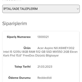 Evkur İptal Edilen Ürünün Borç Çıkartılıp KKB İşlenmesi.