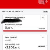 Akbank Kredi Kartım Kullanıma Kapalı Limit 0. Tl'den Eksi -2,208 TL Olmuş!