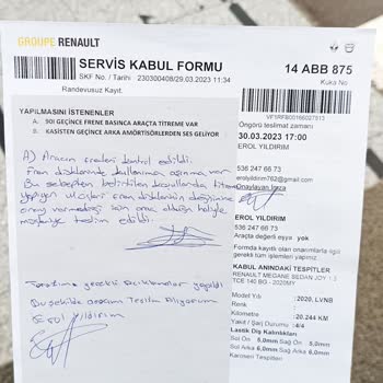 Ernaz Renault Garanti Dahilinde İşlem Yapmıyor.