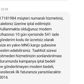 Vodafone Net, Bilgim Dışında Eksik Evrak Nedeni İle Abonelik İptali