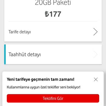 Vodafone Tarifede Belirtilen İnternetler Gözükmüyor