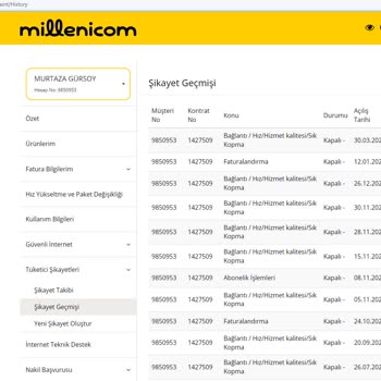 Millenicom Hız Konusunda Ve Hizmette Pişmanlıktır