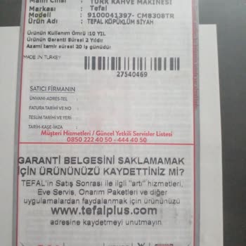 Tefal Garanti Olduğu Halde Ücret Talep Etmesi