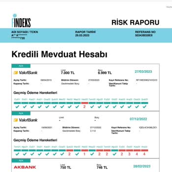 Findeks VakıfBank Kaynaklı Borç Gözüküyor