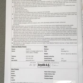 Arçelik Ürün Pişmanlığı