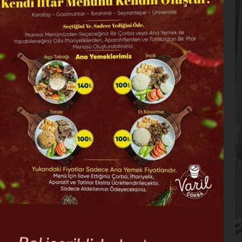 Varil Çorba Menü Ve Kasa Ücret Farkı