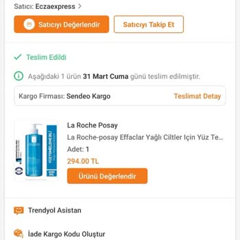 Trendyol La Roche Posay Orijinal Ürün Gelmedi