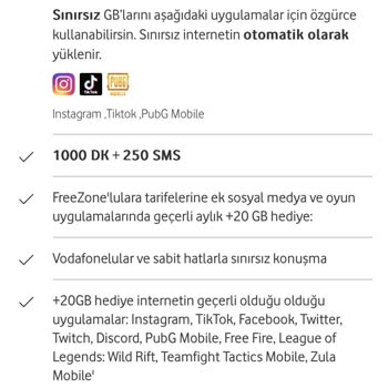 Vodafone Genç Online Red İletişim Sınırsız 20GB