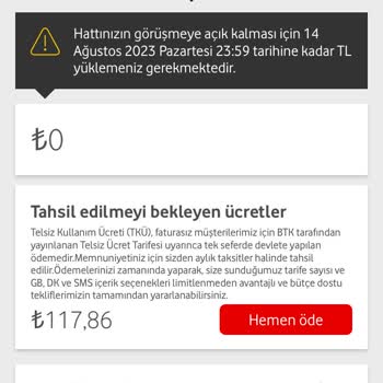 Vodafone Tahsil Edilmeyi Bekleyen Ücretler Olması Gerekenden Fazla