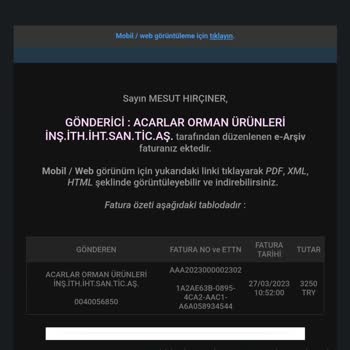 Acarlar Orman Ürünleri Hasarlı Ürün Teslimatı