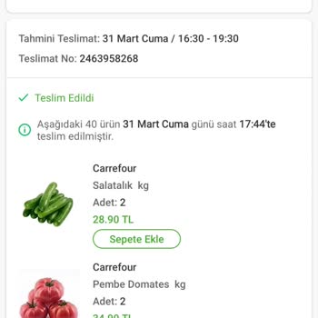 Trendyol Sanal Market Carrefour SA Eksik Ürün Gönderdi