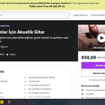 Udemy Yeni Üyelere 59 TL Dediği Kursları Üyelik Sonrası 279 TL Yapıyor