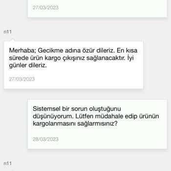 N11 Bilgim Dışında Siparişimin İptal Edilmesi