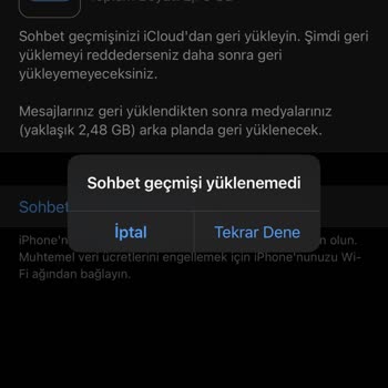 iPhone Sıfırlaması Sonucu WhatsApp Yedeğinin Yüklenmemesi