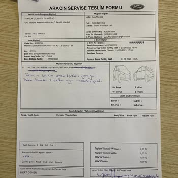Ford Aracıma Arıza Tespiti Ve Çözüm Üretemiyor.