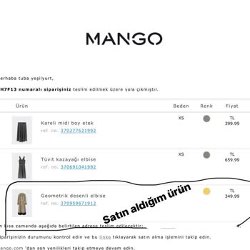 Mango Eksik Ücret İadesi
