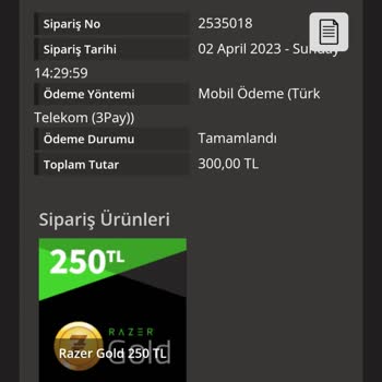 Playstore.com Satın Aldığım Razer Gold E-Pin Gelmedi