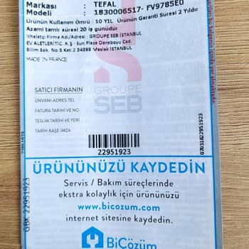 Tefal Fv9785e0   ütü  arıza Verdi