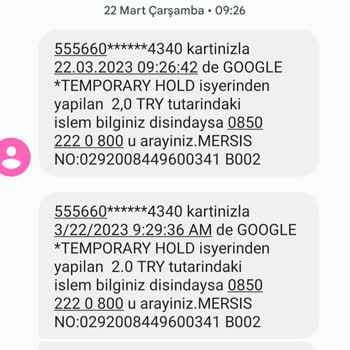 Google Yetkisiz Ödeme Bilgim Dışında