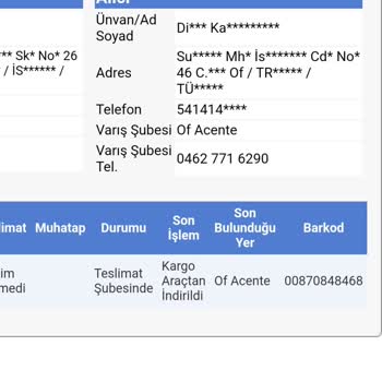 Sürat Kargo Yanlış Adrese Gidiyor