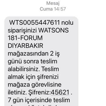 Forum Diyarbakır AVM Watsons Sebep Olmadan Bilgi Dışı İade
