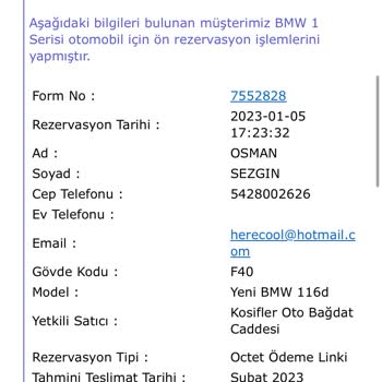 BMW Araç Teslimatı Yapmıyor