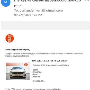 Otokoç 2. El Online Ankara Yeni Mahalle Şubesinin Yaptığı Haksızlık.