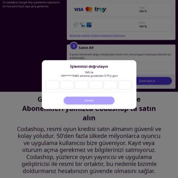 Codashop İle Alışverişte OTP Telefonuma Gelmiyor