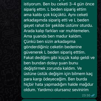 Luis Butik Yanlış Beden Yolladı