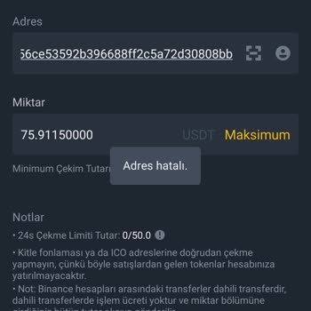 Binance TR Binance Adres Hatalı Uyarısı Veriyor