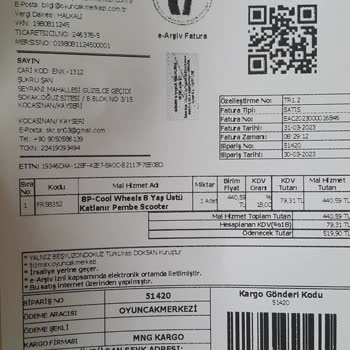 Oyuncak Merkezi Scooter Ürünümün Kırık Gelmesi 03.04.2023 Teslim Tarihli