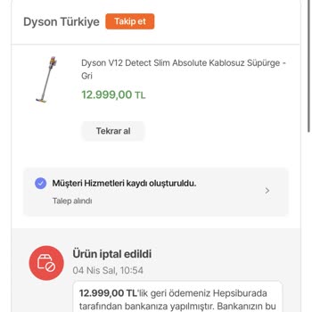 Hepsiburada Dyson A Zam Geldiği İçin Siparişimi İptal Etti!