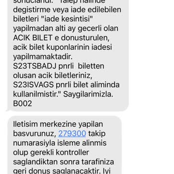 YHT (Yüksek Hızlı Tren) Açık Bilet Talebi