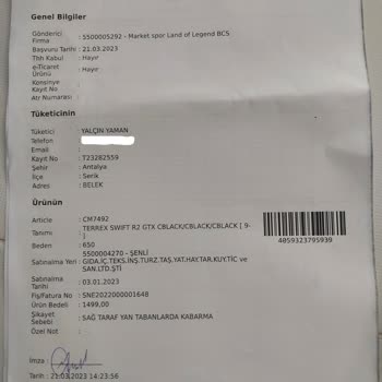 adidas Terrex SWIFT R2 GTX Ayakkabının Yan Tabanında Kabarma