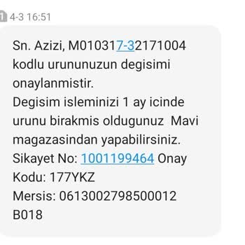 Mavi'nin Ürün Ve Satış Sonrası Hizmetlerinden Memnuniyetsizlik
