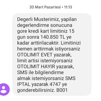 Ziraat Bankası Tarafından Limitimin Yükseltilmemesi