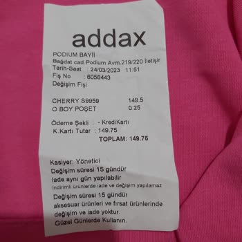 Addax Ürün Değişiminde Fiyat Farkı