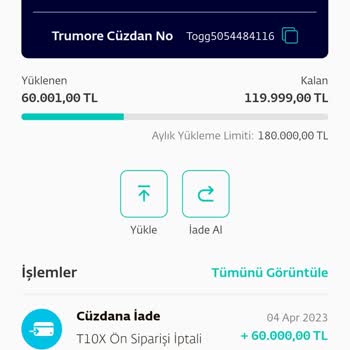 Trumore E Cüzdan İade Al Aktif Değil