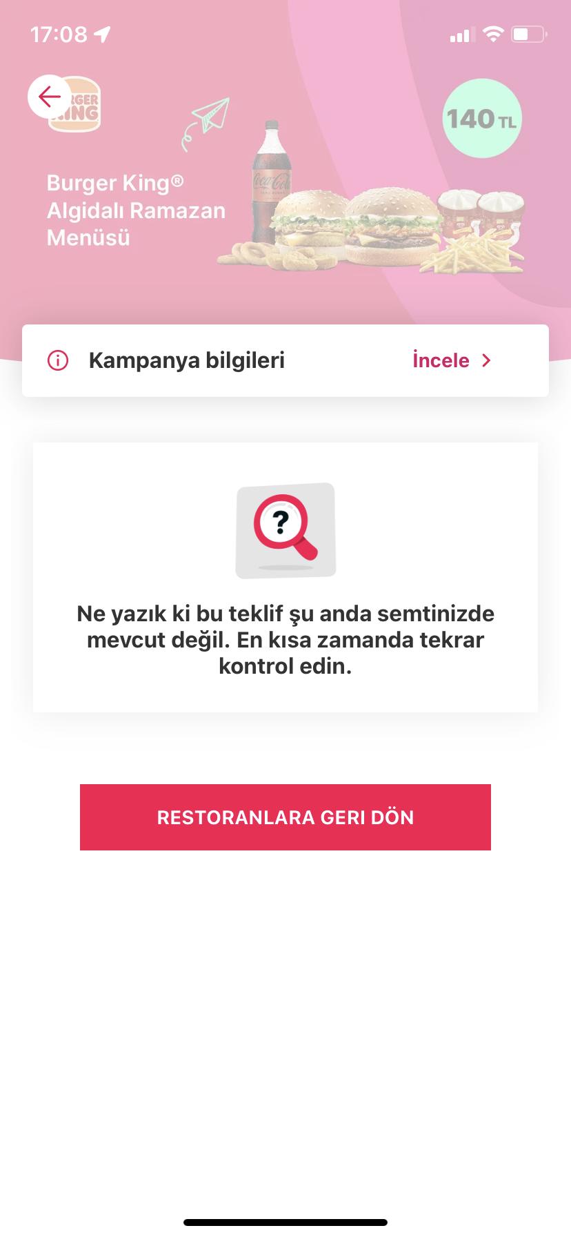 Yemek Sepeti Burger King Adrese Göndermemesi Şikayetvar