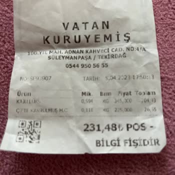 Vatan Kuruyemiş (Tekirdağ) Kaba Davranış Kötü Muamele