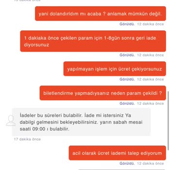 Turna.com Biletlendirme Yapılmayıp Paranın Çekilmesi