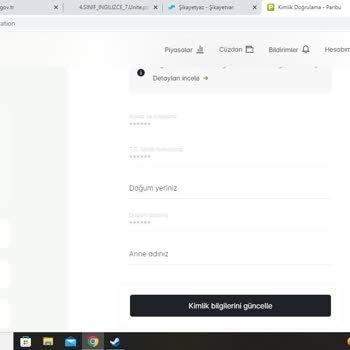 Paribu Kimlik Bilgileri Güncelleme