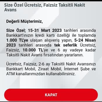 Ziraat Bankası Nakit Avansımı Alamıyorum.