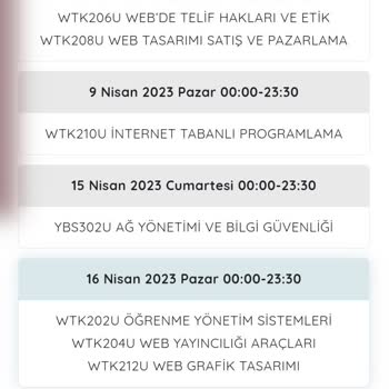 Anadolu Üniversitesi Web Tasarim Ve Kodlama Sınav Saatlerim Çakışıyor.